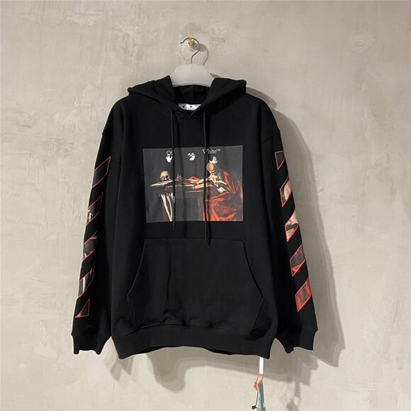 Off-White Skull Print Black Hooded Sweatshirt - Picture 1 of 9